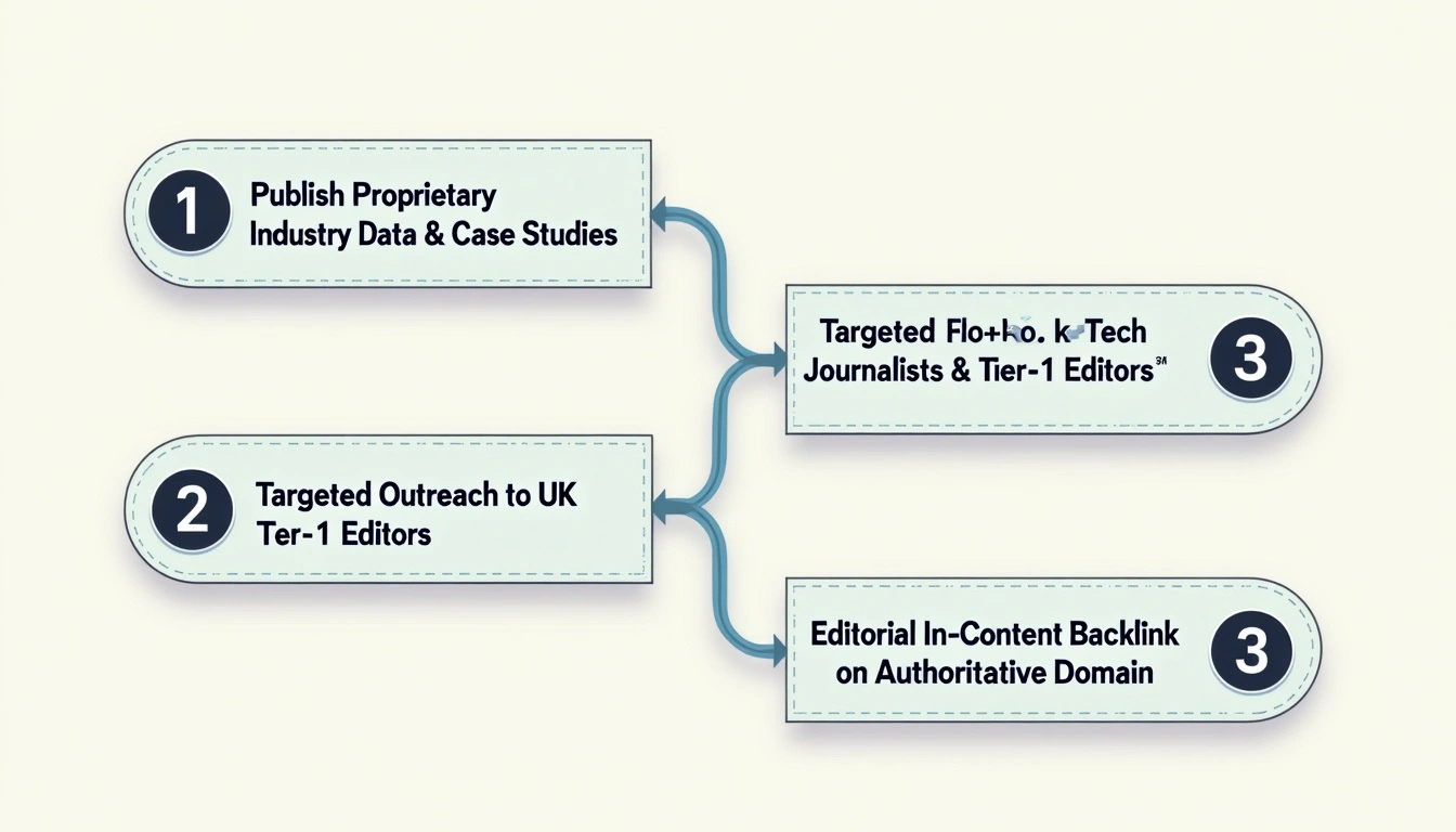 Figure 1: Technical Digital PR and Proprietary Data Outreach Pipeline for Tier-1 Editorial Links.