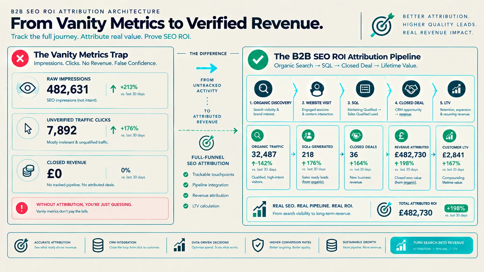 How to Calculate Real SEO ROI: Why B2B Brands Must Track Pipeline, Not Just Clicks Technical Architecture Diagram