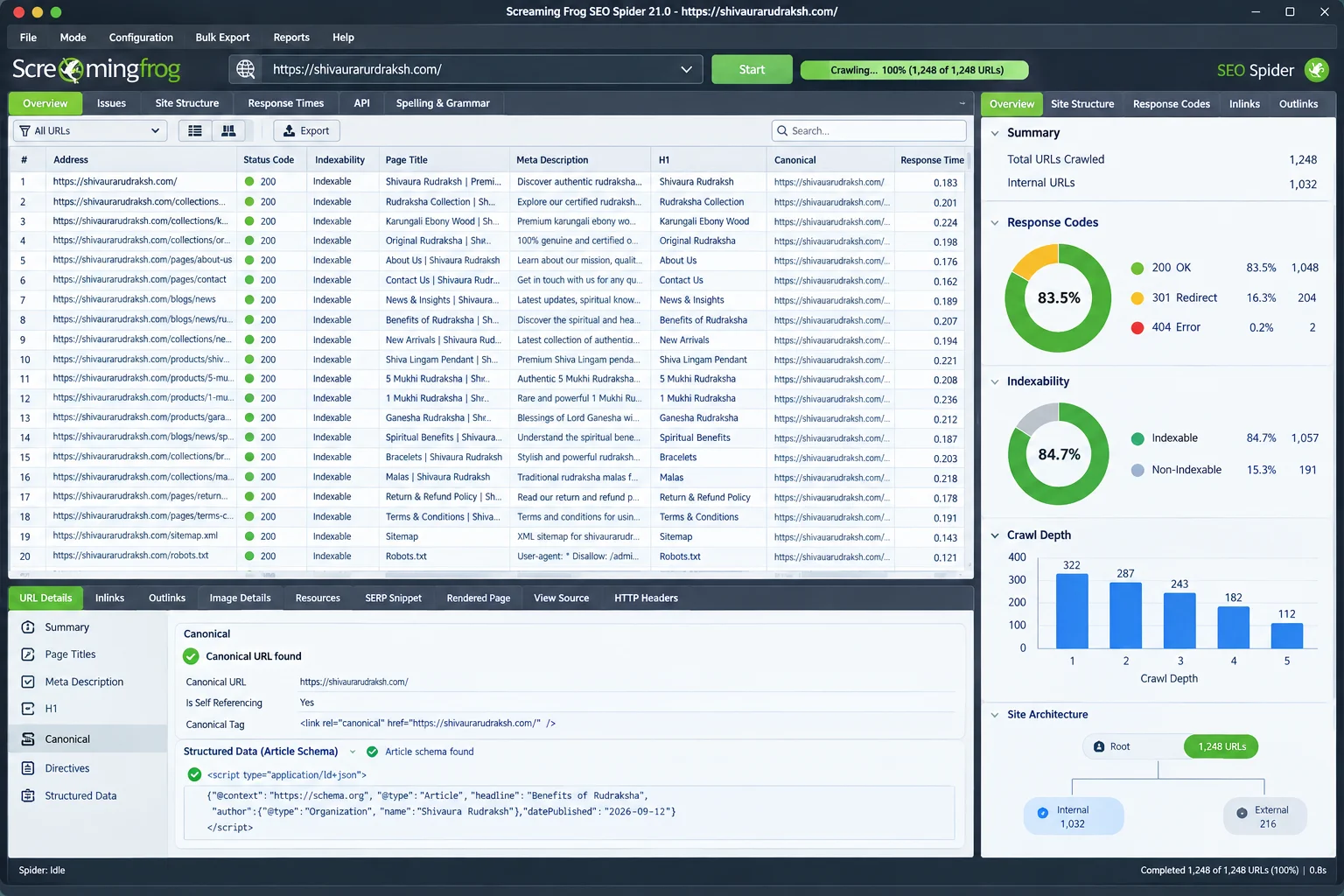 Screaming Frog E-Commerce Spider Crawl & Pagination Audit